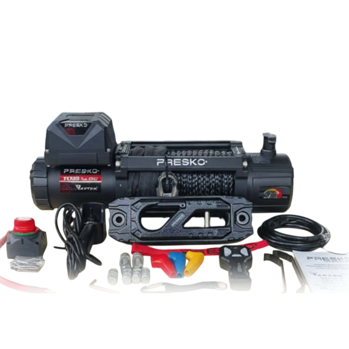 Wyciągarka Presko Raptor 13.500 FAST – Lina Syntetyczna | 12V | 6130 kg uciągu | Przełożenie 153:1