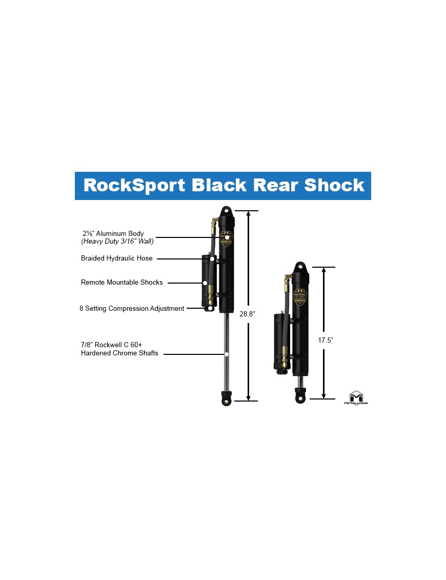 Amortyzatory Rocksport BLACK 2,5-3,5" Jeep Wrangler JK tylne regulowane