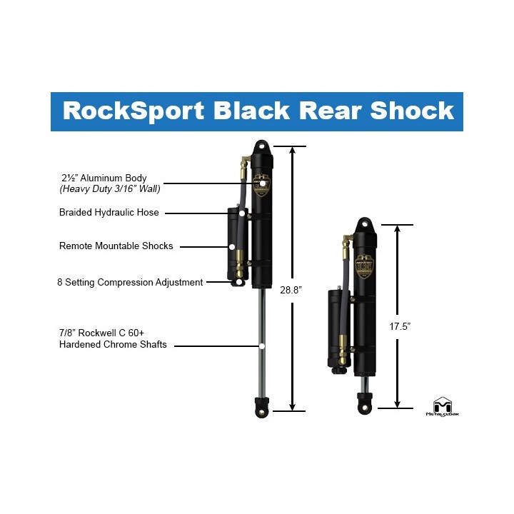 Amortyzatory Rocksport BLACK 2,5-3,5" Jeep Wrangler JK tylne regulowane METALCLOAK - ujęcie 7