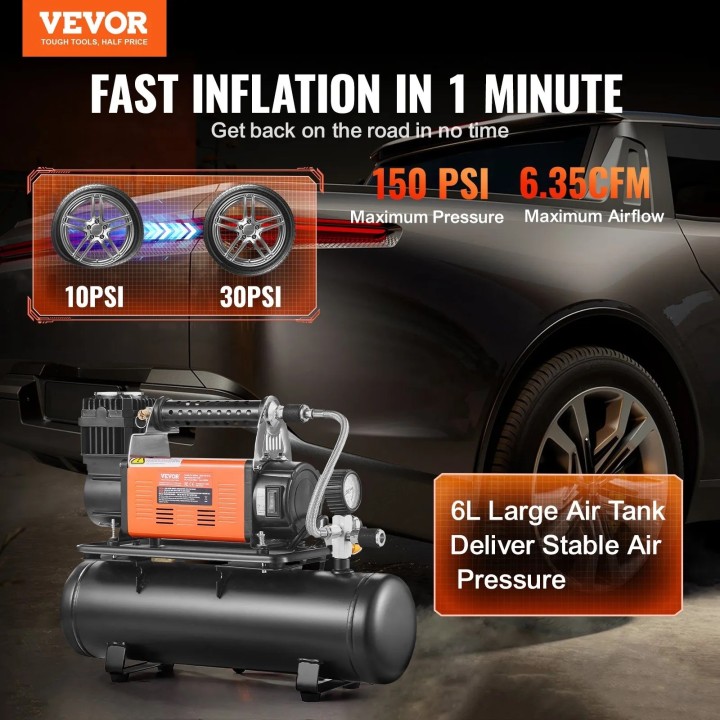 Kompresor 12V 150 PSI z butlą VEVOR - ujęcie 2