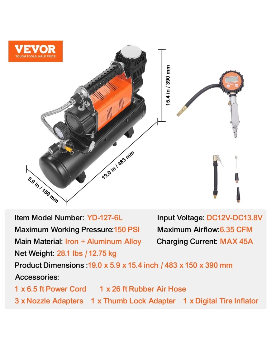 Kompresor 12V 150 PSI z butlą