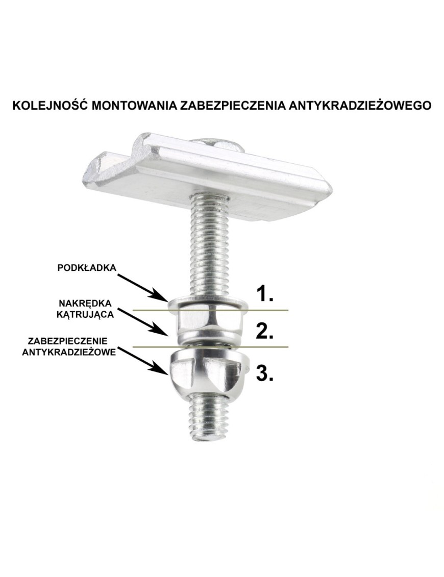 Uniwersalne zabezpieczenie antykradzieżowe do namiotu dachowego gwint 8 mm Uniwersalne zabezpieczenie antykradzieżowe do namiotu dachowego gwint 8 mm