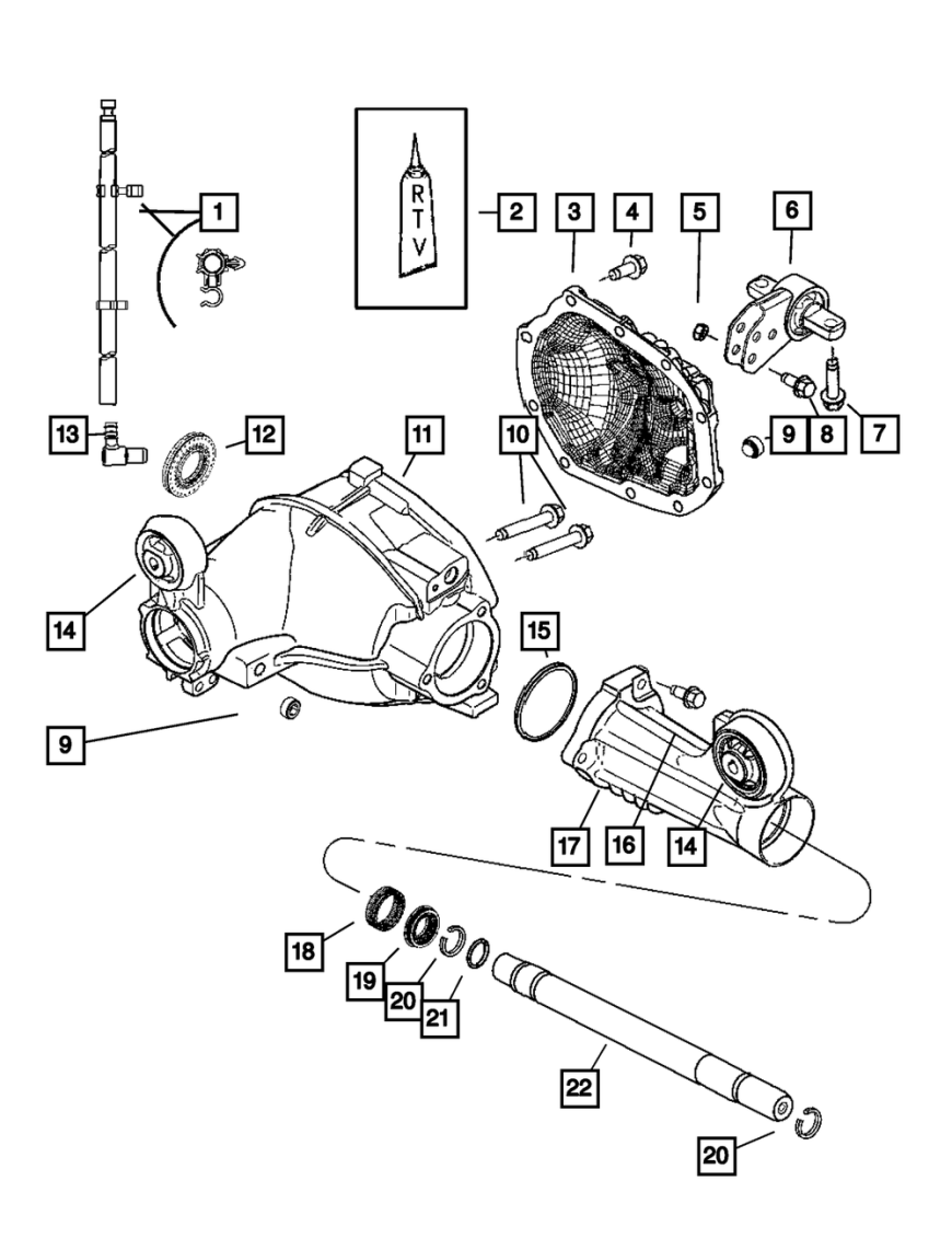 Uszczelniacz półosi przednich Jeep Wrangler JK Dana 30 44 5014852ab