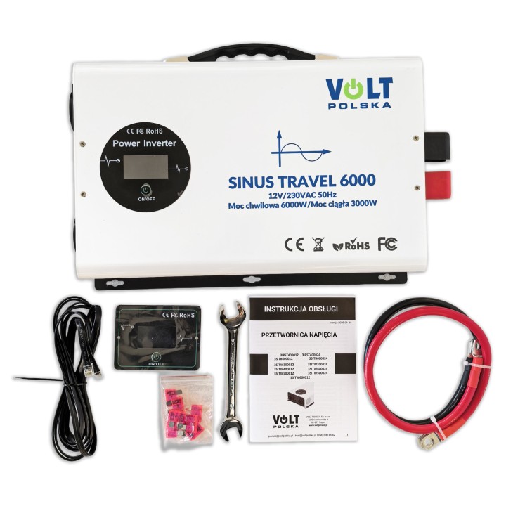 SINUS TRAVEL 6000 12/230V WHITE (3000/6000) LCD + PILOT PRZETWORNICA NAPIĘCIA