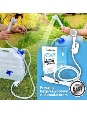 Prysznic turystyczny bezprzewodowy z akumulatorem Water2go i etui