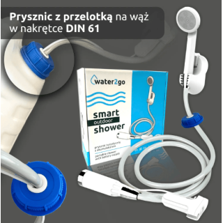 Prysznic turystyczny bezprzewodowy z akumulatorem Water2go nakrętka DIN 61 z przelotką | SC017P/61MM - ujęcie 2