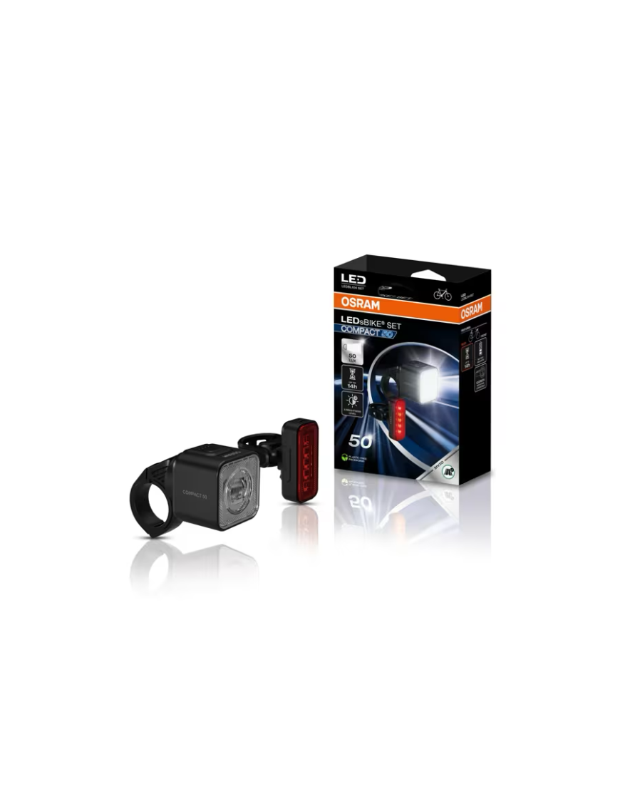 OSRAM LEDsBIKE COMPACT 50 SET – zestaw lampek rowerowych LED 50 lx, przód + tył