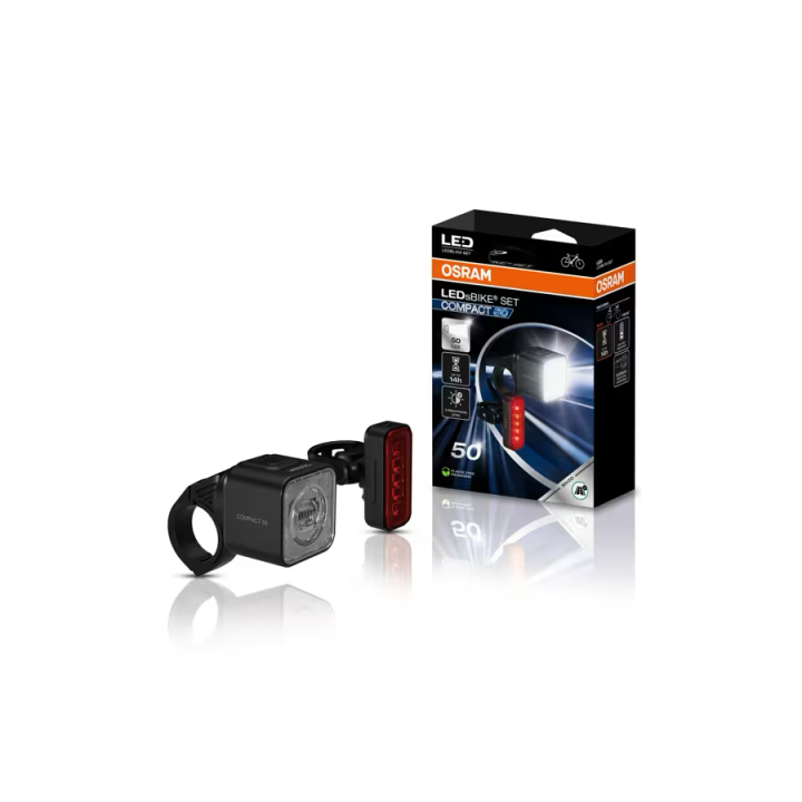 OSRAM LEDsBIKE COMPACT 50 SET – zestaw lampek rowerowych LED 50 lx, przód + tył