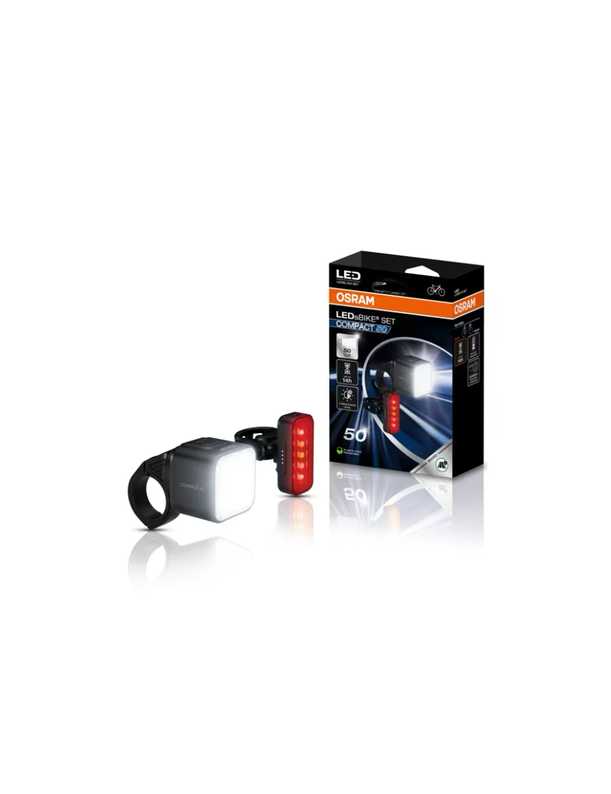 OSRAM LEDsBIKE COMPACT 50 SET – zestaw lampek rowerowych LED 50 lx, przód + tył