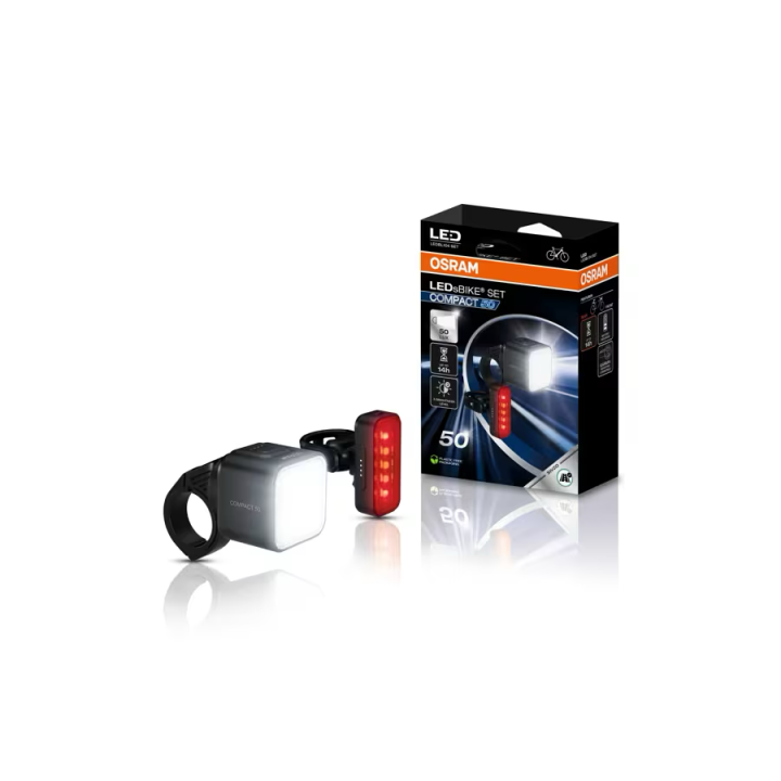 OSRAM LEDsBIKE COMPACT 50 SET – zestaw lampek rowerowych LED 50 lx, przód + tył - ujęcie 2