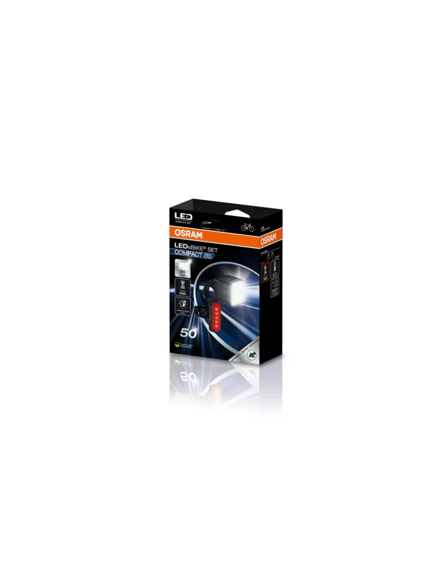 OSRAM LEDsBIKE COMPACT 50 SET – zestaw lampek rowerowych LED 50 lx, przód + tył