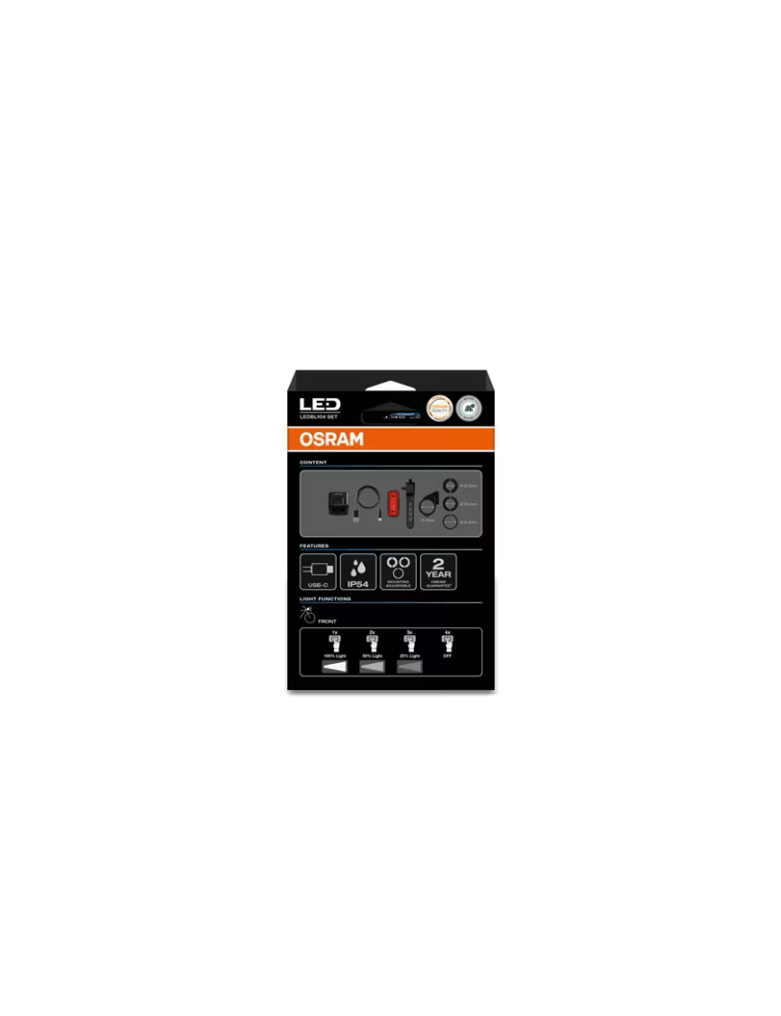 OSRAM LEDsBIKE COMPACT 50 SET – zestaw lampek rowerowych LED 50 lx, przód + tył