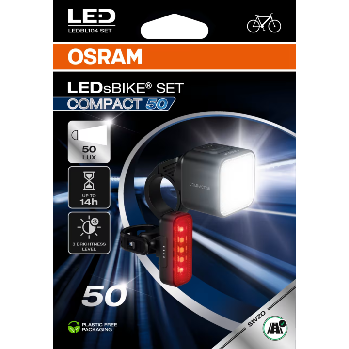 OSRAM LEDsBIKE COMPACT 50 SET – zestaw lampek rowerowych LED 50 lx, przód + tył - ujęcie 14