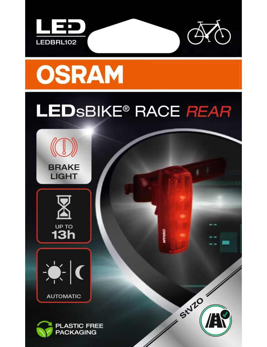OSRAM LEDsBIKE RACE REAR – tylna lampka rowerowa LED z czujnikiem hamowania