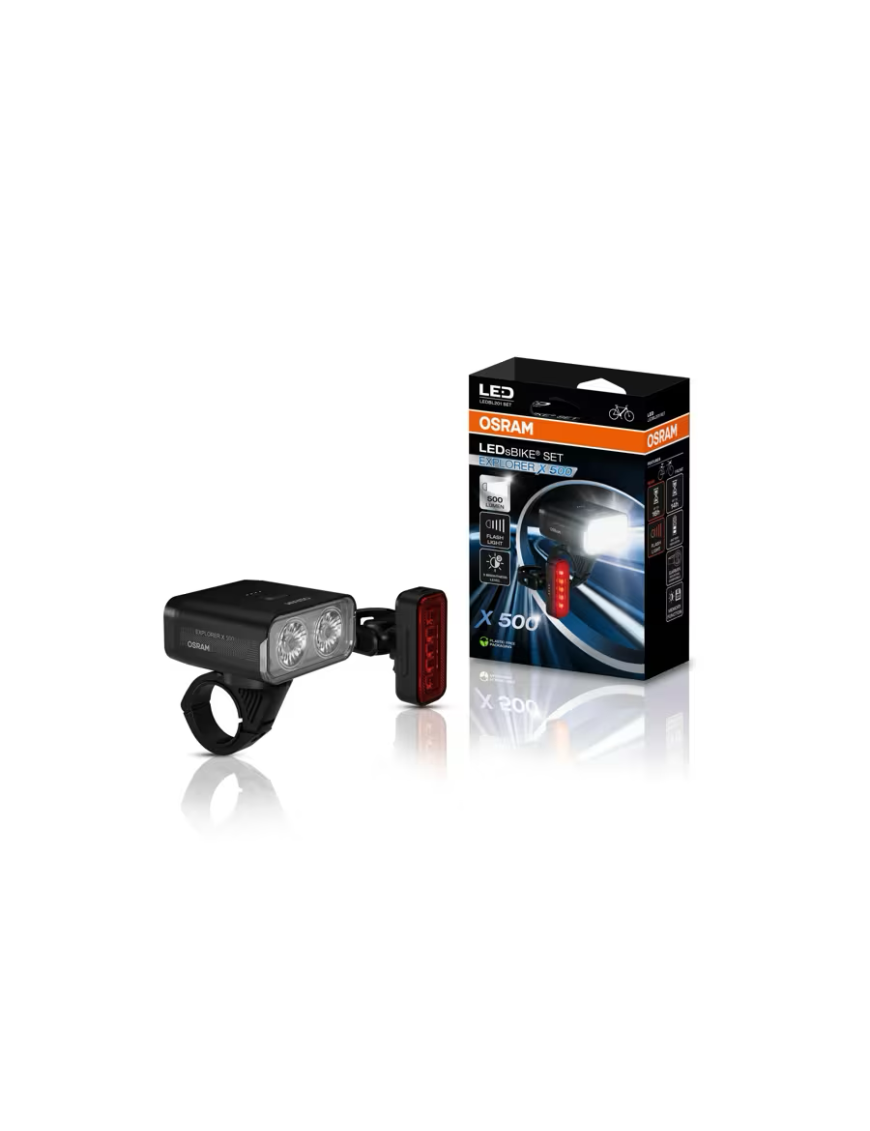 OSRAM LEDsBIKE EXPLORER X 500 SET – zestaw lampek rowerowych LED 500 lm, USB-C, IP54