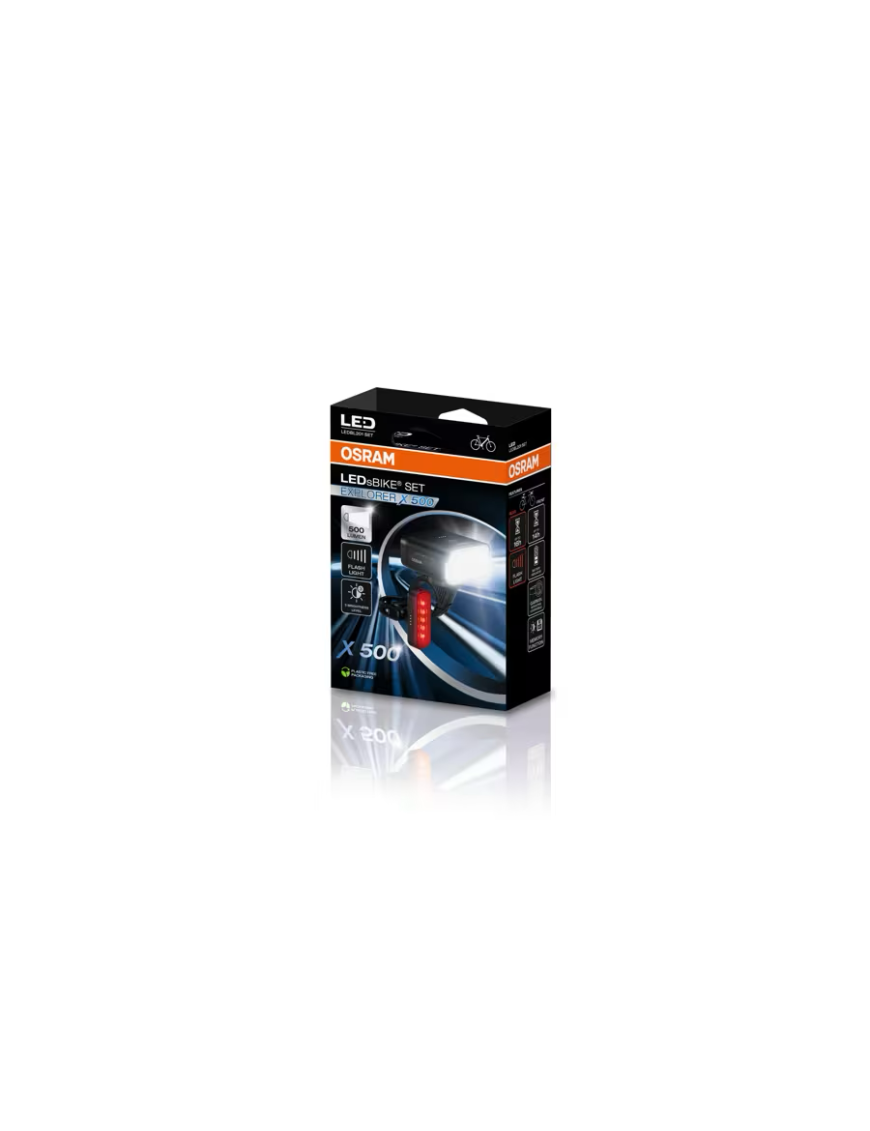 OSRAM LEDsBIKE EXPLORER X 500 SET – zestaw lampek rowerowych LED 500 lm, USB-C, IP54