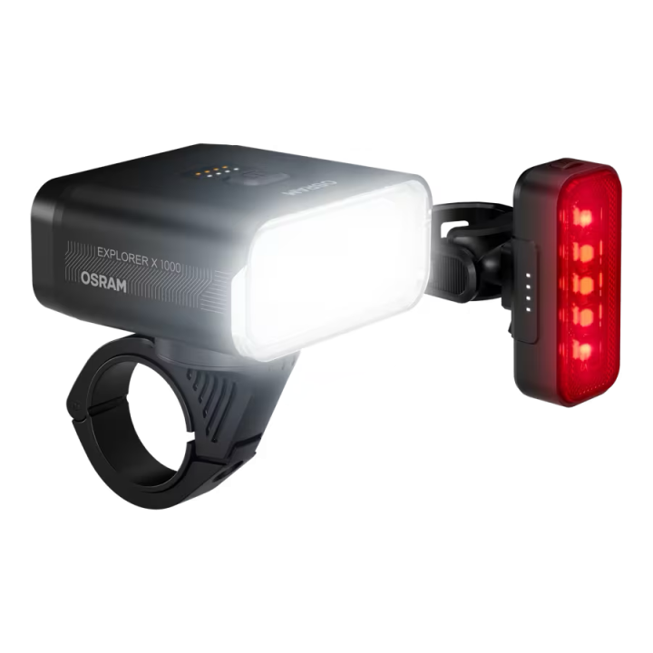 OSRAM LEDsBIKE EXPLORER X 1000 SET – zestaw lamp rowerowych LED, 1 000 lm, USB-C