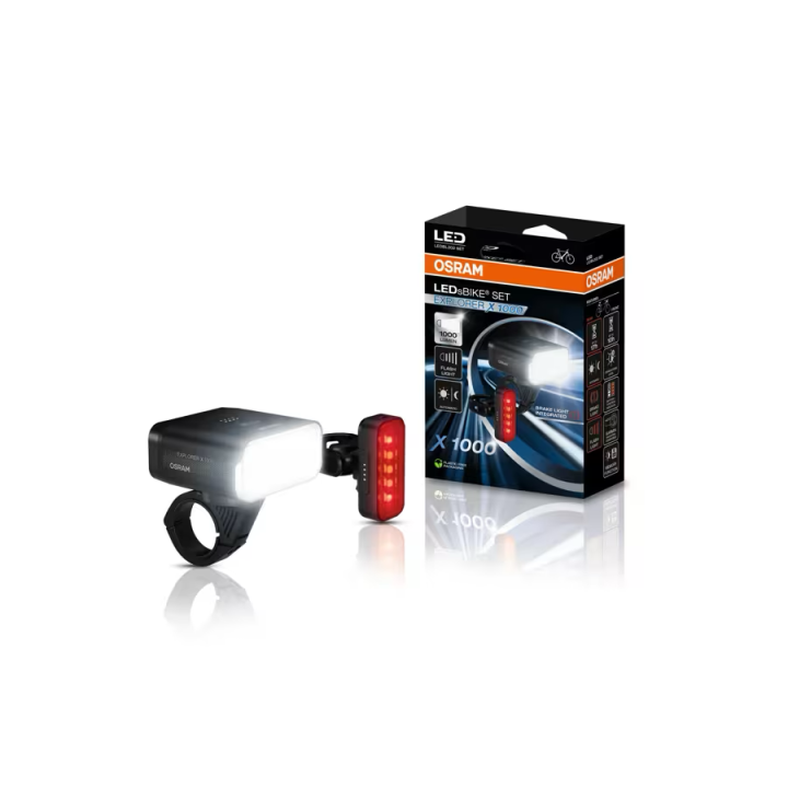 OSRAM LEDsBIKE EXPLORER X 1000 SET – zestaw lamp rowerowych LED, 1 000 lm, USB-C - ujęcie 9