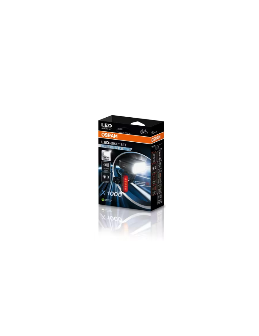 OSRAM LEDsBIKE EXPLORER X 1000 SET – zestaw lamp rowerowych LED, 1 000 lm, USB-C