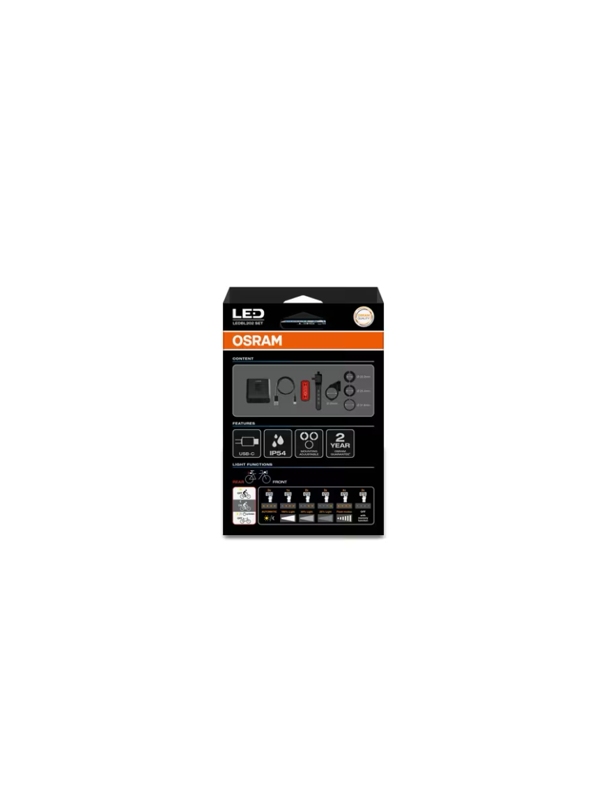 OSRAM LEDsBIKE EXPLORER X 1000 SET – zestaw lamp rowerowych LED, 1 000 lm, USB-C