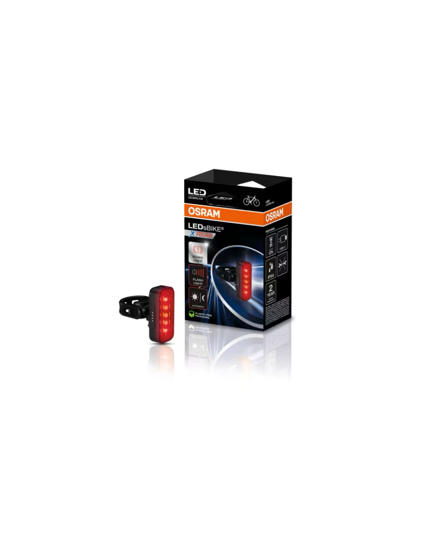 OSRAM LEDsBIKE X REAR – tylna lampka rowerowa LED z czujnikiem hamowania, USB-C, IP54