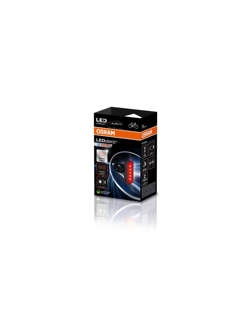 OSRAM LEDsBIKE X REAR – tylna lampka rowerowa LED z czujnikiem hamowania, USB-C, IP54