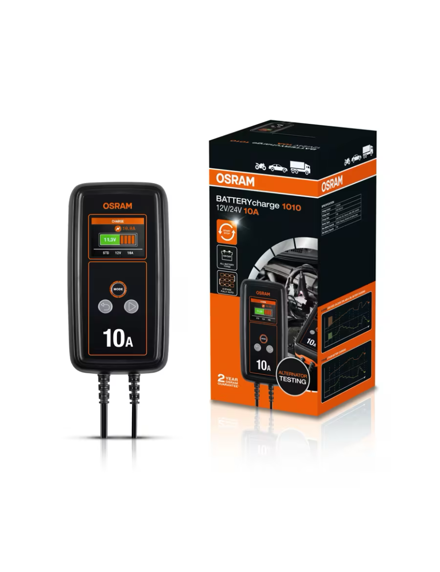 OSRAM BATTERYcharge 1010 – inteligentny prostownik 10 A, 12/24 V