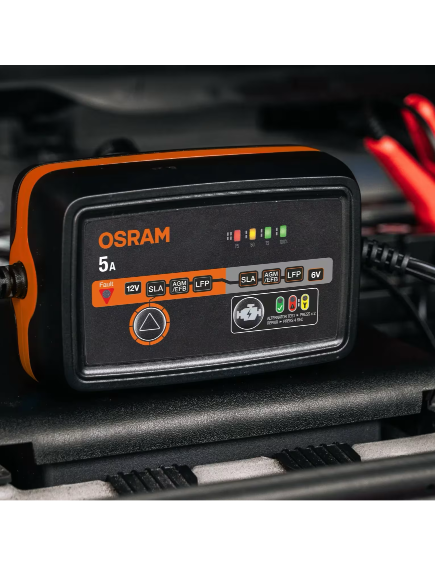OSRAM BATTERYcharge 1005 – inteligentny prostownik 5 A, 6/12 V, 4–120 Ah
