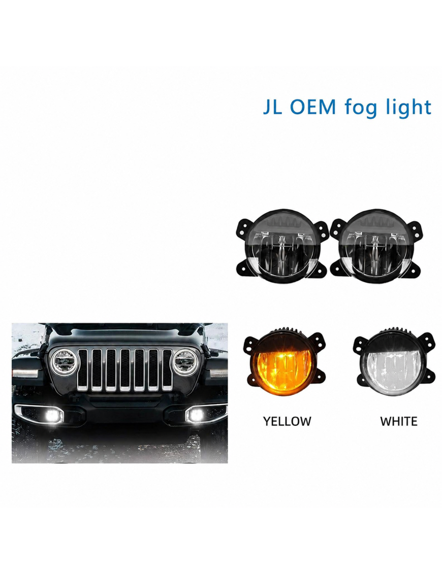 TXSK JL E006Y – żółte lampy LED do zderzaka Jeep Wrangler JL/JK, 30 W
