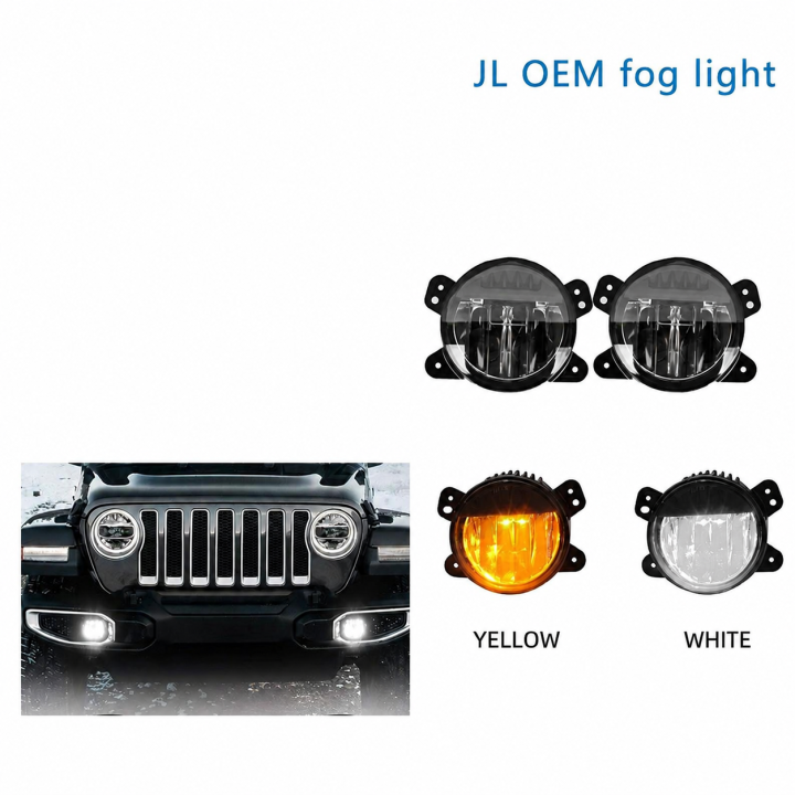 TXSK JL E006Y – żółte lampy LED do zderzaka Jeep Wrangler JL/JK, 30 W