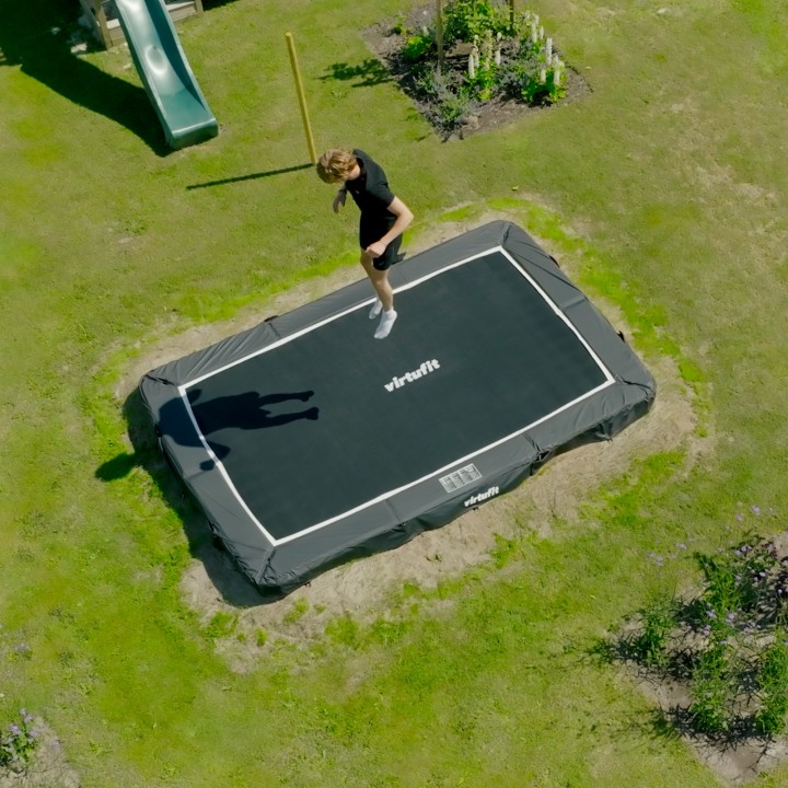 VIRTUFIT TRAMPOLINA OGRODOWA DO WKOPANIA 213 x 305 CM Z SIATKĄ