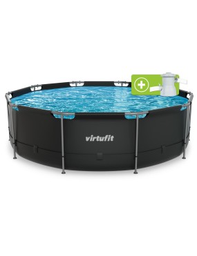 VIRTUFIT OKRĄGŁY BASEN 366 CM Z POMPĄ FILTRUJĄCĄ ANTRACYTOWY