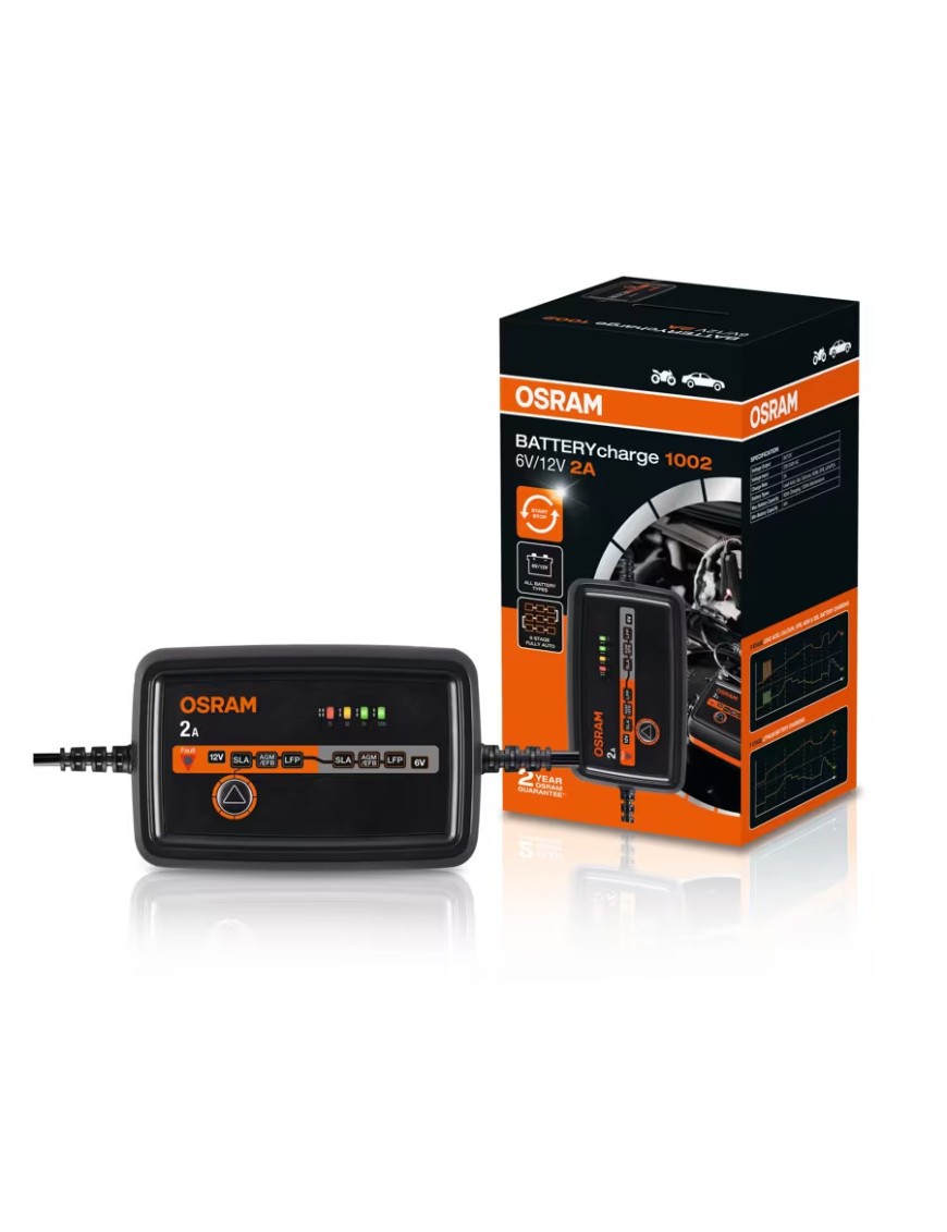 OSRAM BATTERYcharge 1002 – inteligentny prostownik 6/12 V, 2 A, IP65