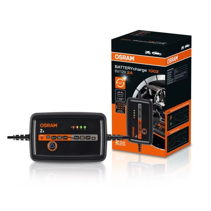 OSRAM BATTERYcharge 1002 – inteligentny prostownik 6/12 V, 2 A, IP65