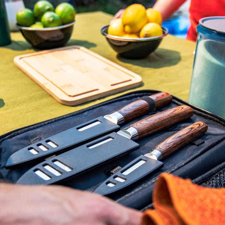 GSI Outdoors RAKAU Knife Set – zestaw 3 noży turystycznych z deską i etui - ujęcie 4