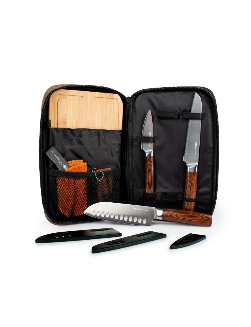 GSI Outdoors RAKAU Knife Set – zestaw 3 noży turystycznych z deską i etui