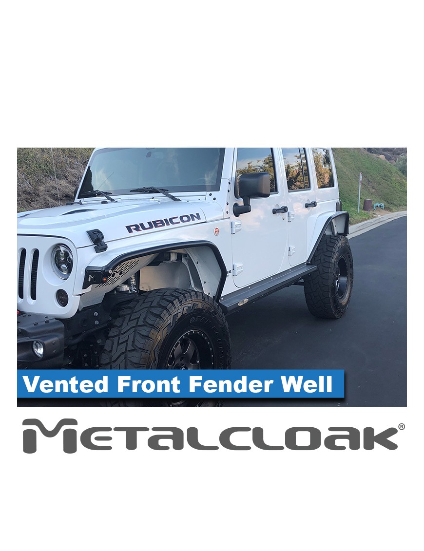 Wentylowany panel nadkola aluminiowy para czarny proszek Jeep Wrangler JK MetalCloak