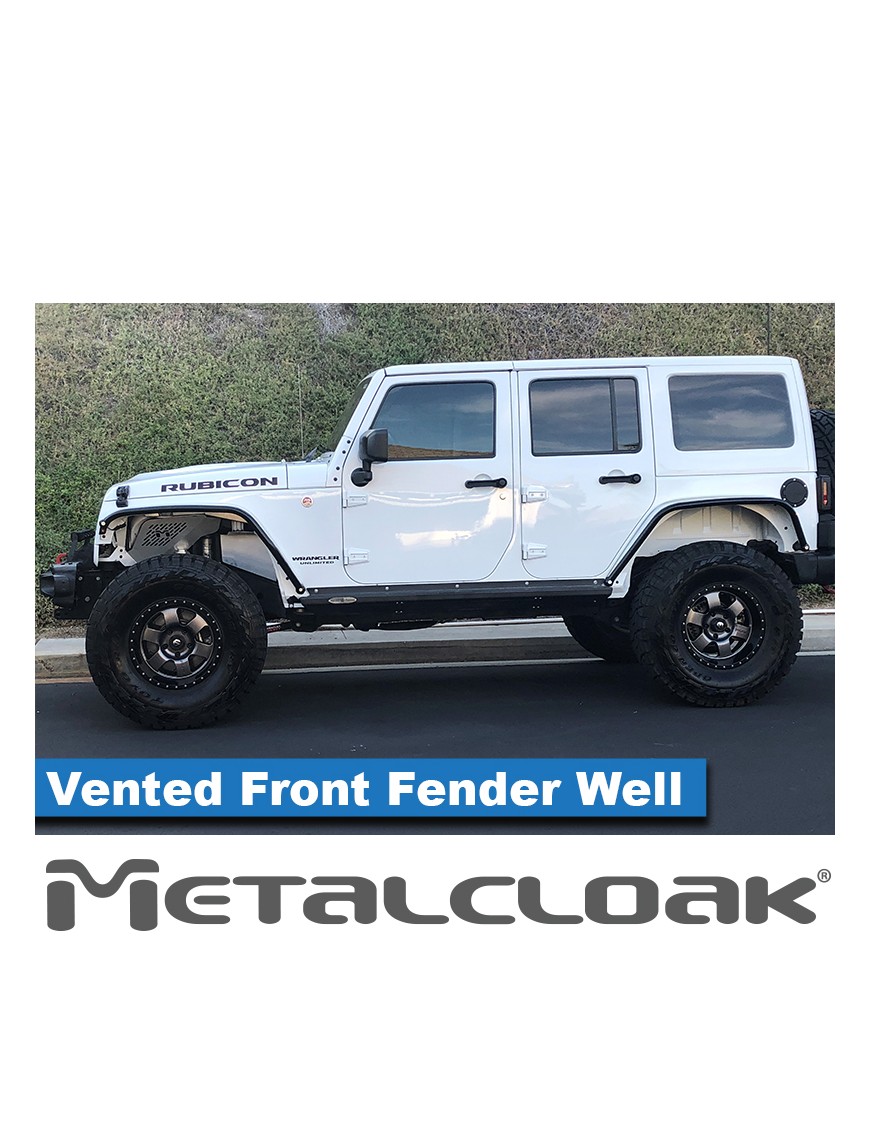 Wentylowany panel nadkola aluminiowy para czarny proszek Jeep Wrangler JK MetalCloak