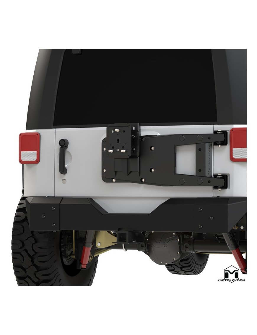 SportGate nosnik kola zapasowego na klape wzmocnienie zawiasy billet Jeep Wrangler JK MetalCloak