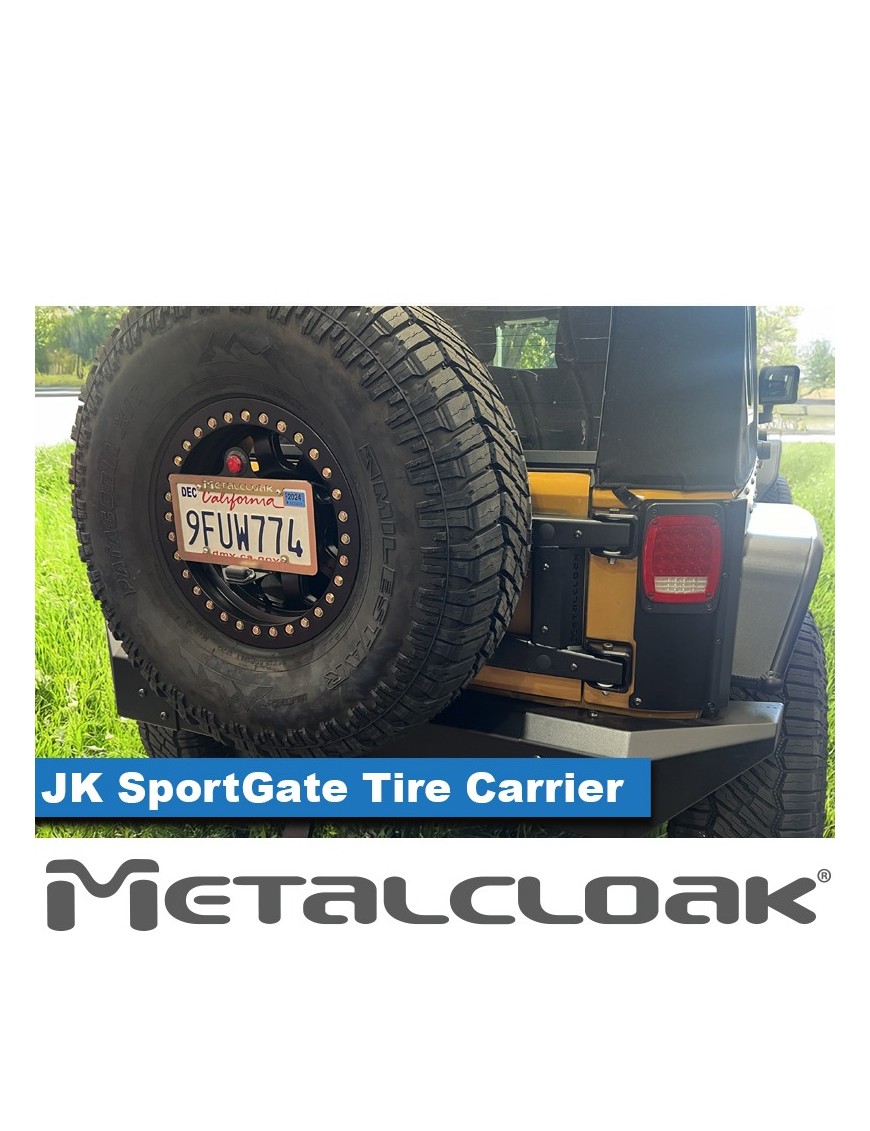 SportGate nosnik kola zapasowego na klape wzmocnienie zawiasy billet Jeep Wrangler JK MetalCloak