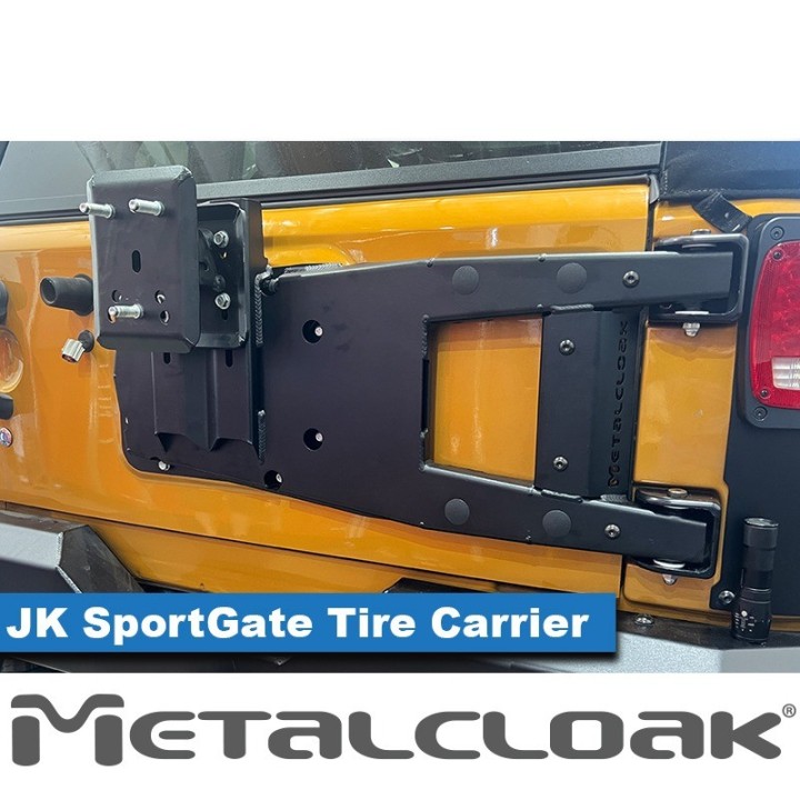SportGate nosnik kola zapasowego na klape wzmocnienie zawiasy billet Jeep Wrangler JK MetalCloak - ujęcie 3