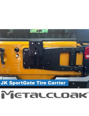 SportGate nosnik kola zapasowego na klape wzmocnienie zawiasy billet Jeep Wrangler JK MetalCloak