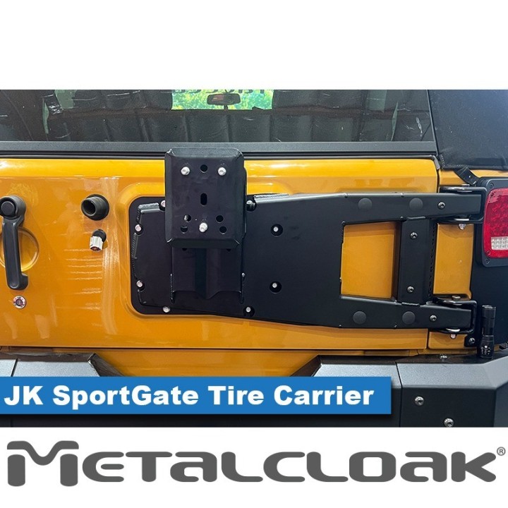 SportGate nosnik kola zapasowego na klape wzmocnienie zawiasy billet Jeep Wrangler JK MetalCloak - ujęcie 4