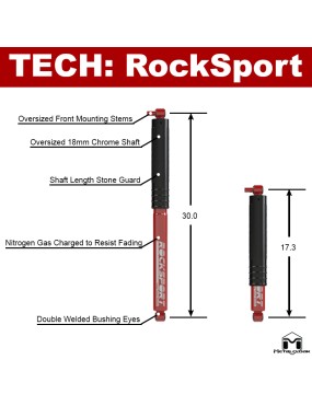 Amortyzatory RockSport RED Long Travel, para, JL/JT