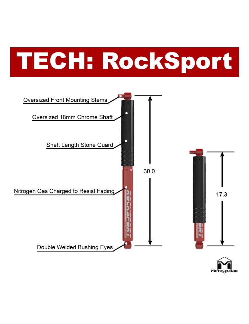 Amortyzatory RockSport RED Long Travel, para, JL/JT