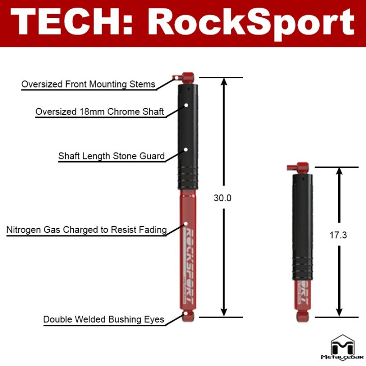 Amortyzatory RockSport RED Long Travel, para, JL/JT METALCLOAK - ujęcie 3