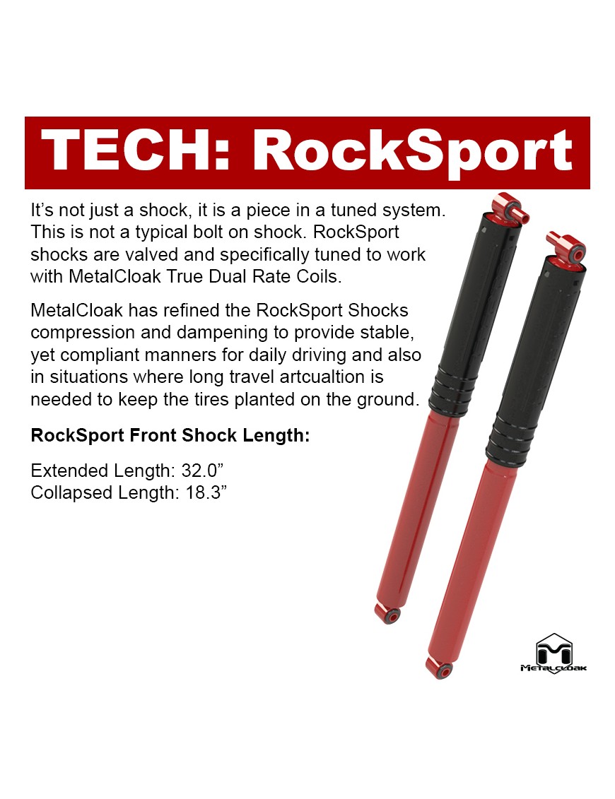 Amortyzatory tylne RockSport RED Long(er) Travel, para, JL Wrangler