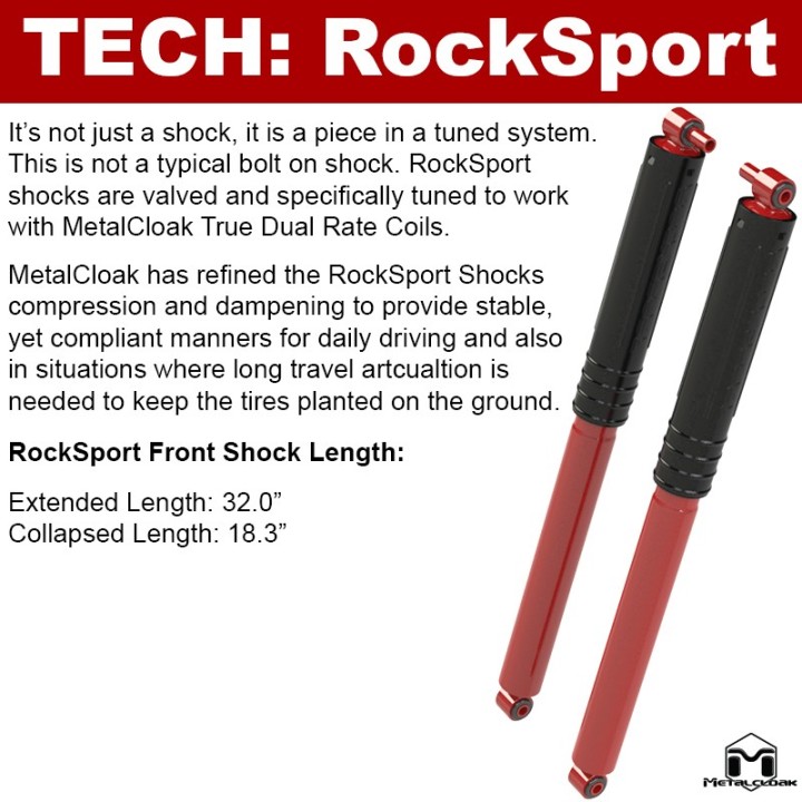 Amortyzatory tylne RockSport RED Long(er) Travel, para, JL Wrangler METALCLOAK - ujęcie 2
