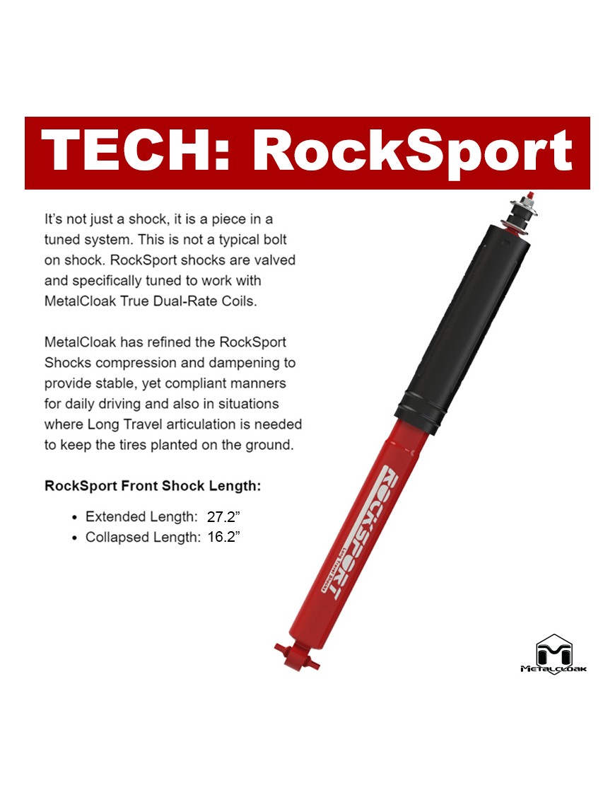 Amortyzatory RockSport RED Long Travel przednie, para, TJ/LJ