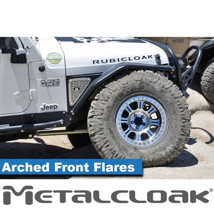 Nakladki przednie Arched 6", para, TJ/LJ/YJ, czarna powloka proszkowa METALCLOAK - ujęcie 3